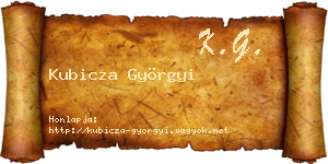 Kubicza Györgyi névjegykártya